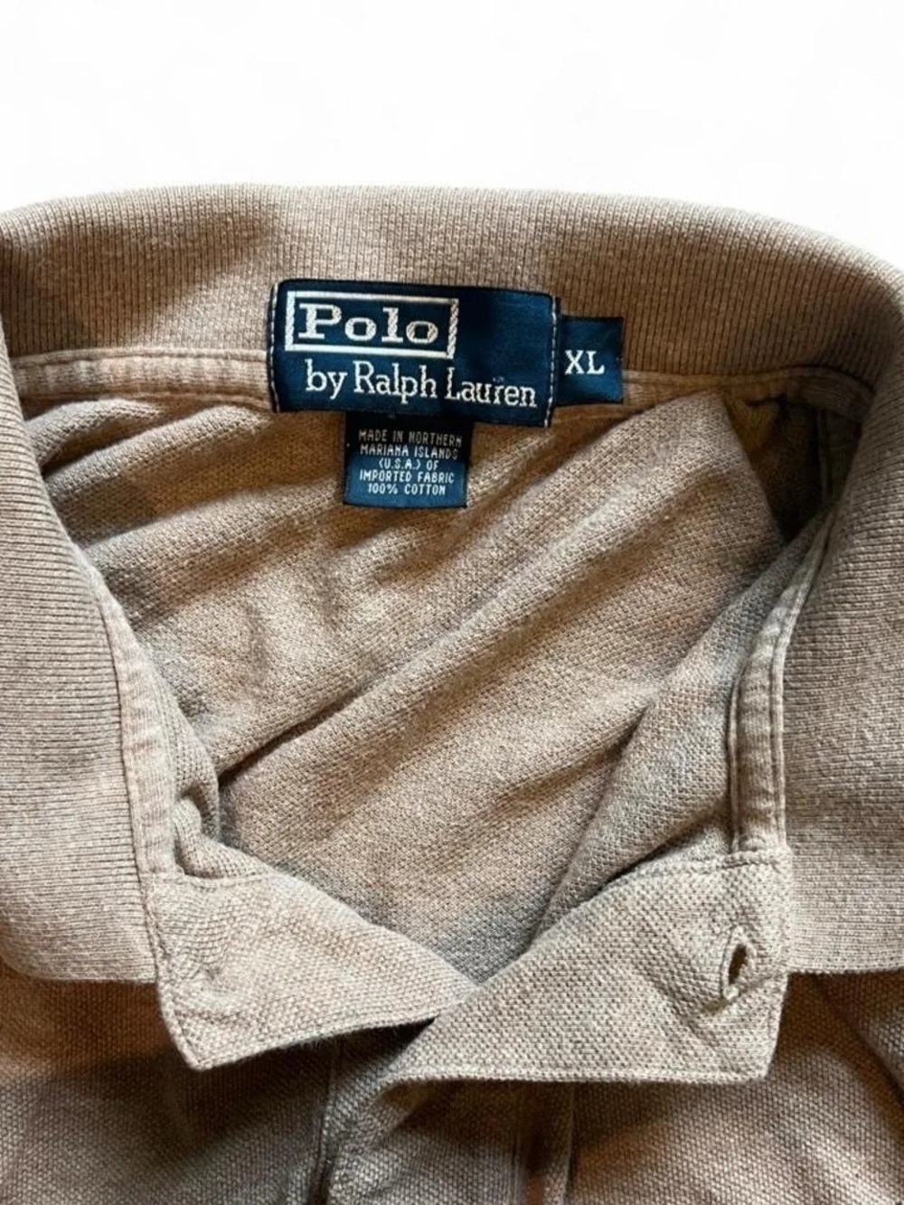 Vintage made in the USA Polo by Ralph Lauren XL Long Sleeve Polo - Beige
